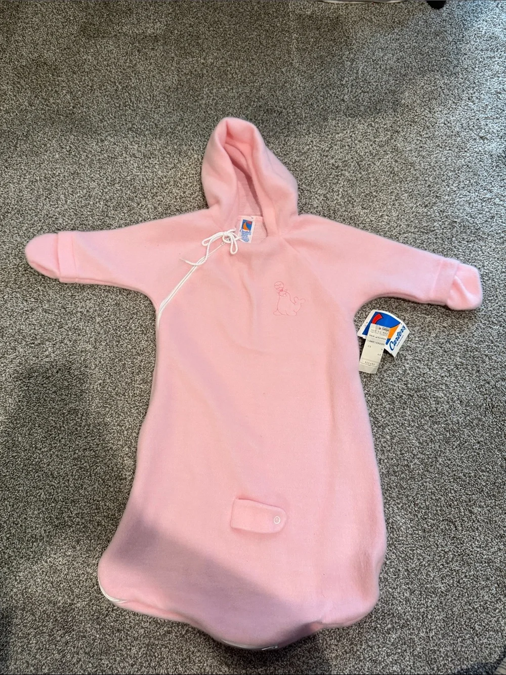Vintage Carters Pink Hooded Baby Bunting Gown
